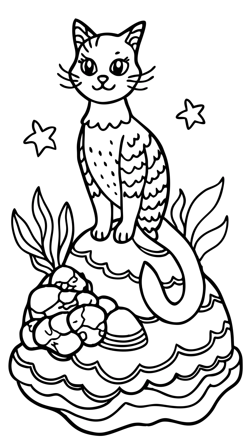 cat mermaid coloring pages